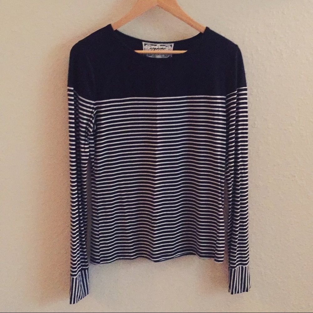 Pink Martini Navy & White Striped Shirt